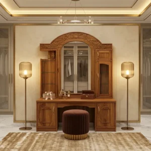Broad Arch Mirror Wooden Dressing Table