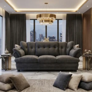 Button Back Compact Upholstered Sofa