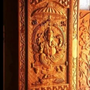 Canopy Motif Devotional Wooden Door Design