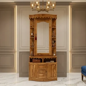 Carved Border Mirror Wooden Dressing Table