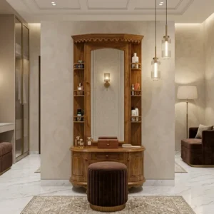 Carved Rectangular Frame Wooden Dressing Table