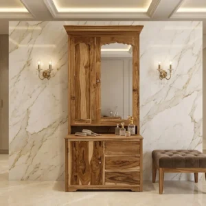 Carved Rectangular Mirror Wooden Dressing Table