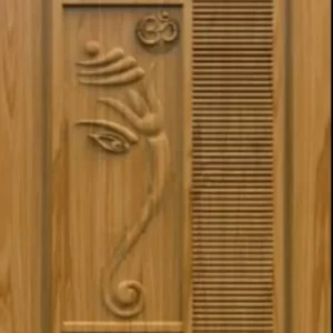 Checker and Scroll Carved Wooden Door Design