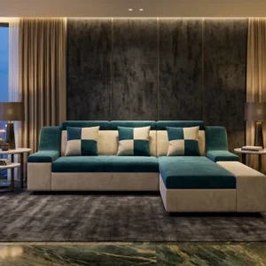 Checker Cushion Sectional Upholstered Sofa