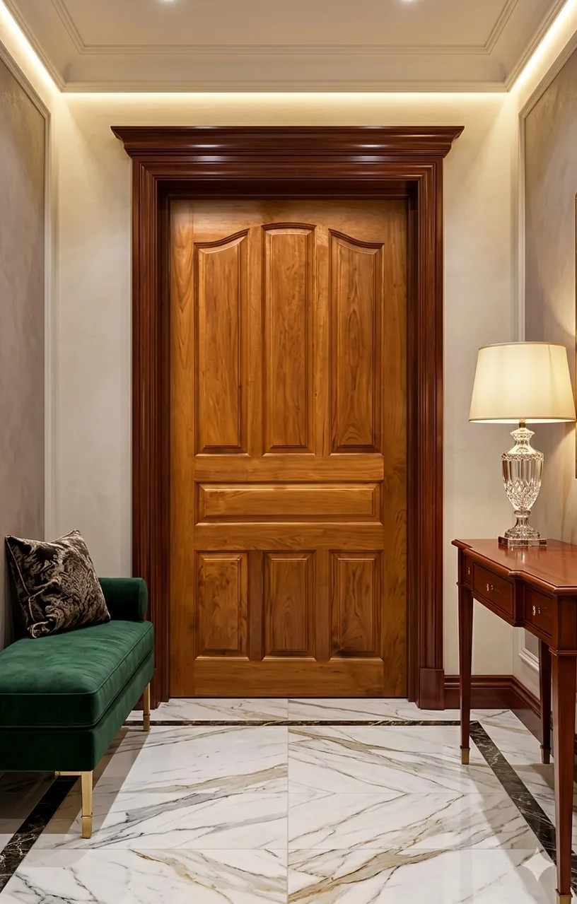 Classic Rectangular Panel Wooden Door Design - Image 3