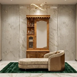 Compact Shelf Mirror Wooden Dressing Table