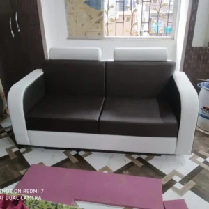 Contrast Arm Compact Upholstered Sofa