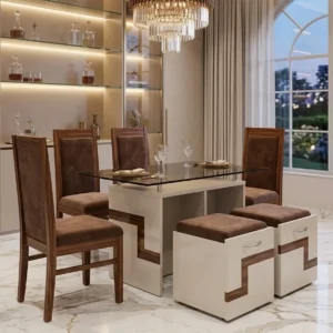 Contrast Nested Stool Wooden Dining Set