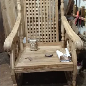 Crested Cane Pattern Wooden Rocking Chair