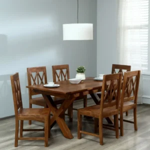 Cross Back Square Wooden Dining Set