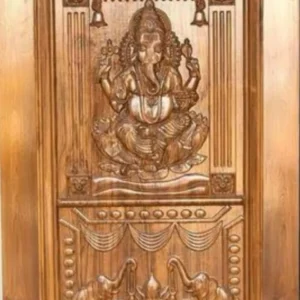 Crowned Devotional Relief Wooden Door Design