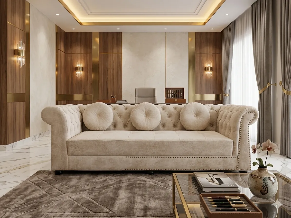 Cylindrical Cushion Upholstered Sofa
