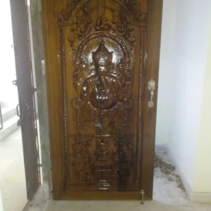Dark Ganesha Relief Wooden Door Design