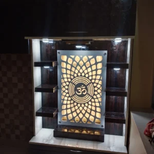 Dark Sunburst Om Cabinet Ply Singhasan