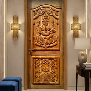 Devotional Twin Panel Wooden Door Design