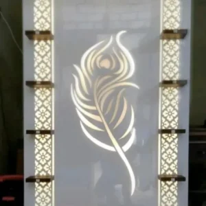 Feather Motif Light Panel Ply Singhasan