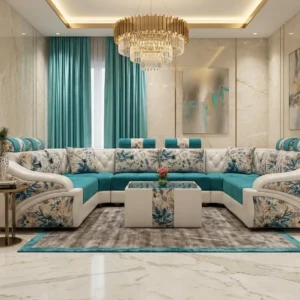 Floral Corner Suite Upholstered Sofa