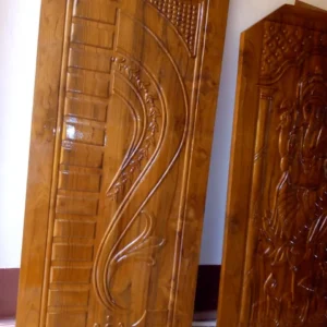 Flowing Geometric Panel Wooden Door Design