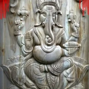 Ganesha Relief Detail Wooden Door Design
