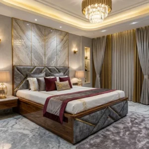 Geometric Upholstered Ply Bed