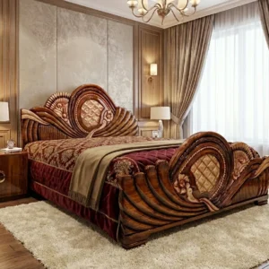 Heart Panel Scrollwork Wooden Bed
