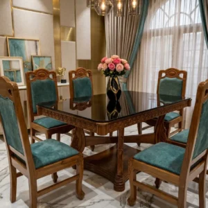Inset Back Upholstered Wooden Dining Set