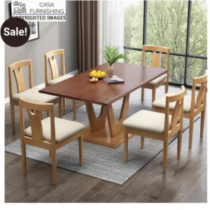 Light Slatted Chair Wooden Dining Set