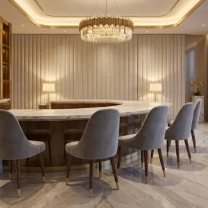 Long Upholstered Chair Wooden Dining Set