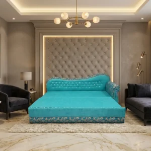 Low Back Cushioned Upholstered Sofa Cum Bed