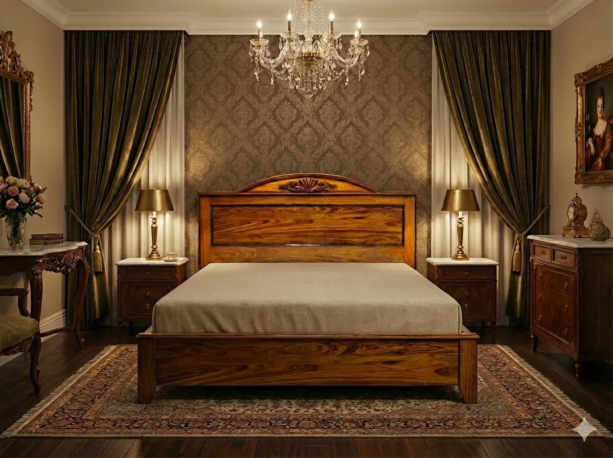 Low Framed Headboard Wooden Bed
