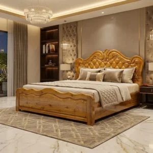 Low Panel Carved Wooden Bed