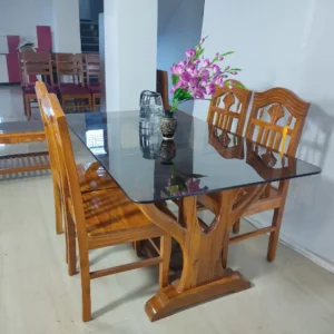 Lyre Base Cushioned Wooden Dining Set