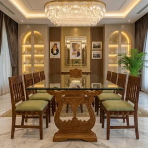 Lyre Base Wooden Dining Set