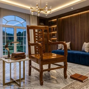 Open Back Arm Wooden Dining Chair