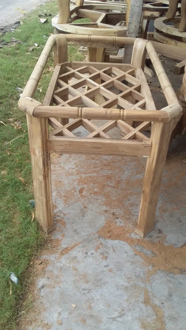 Open Lattice Frame Wooden Centre Table