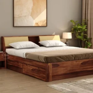 Open Shelf Headboard Wooden Bed