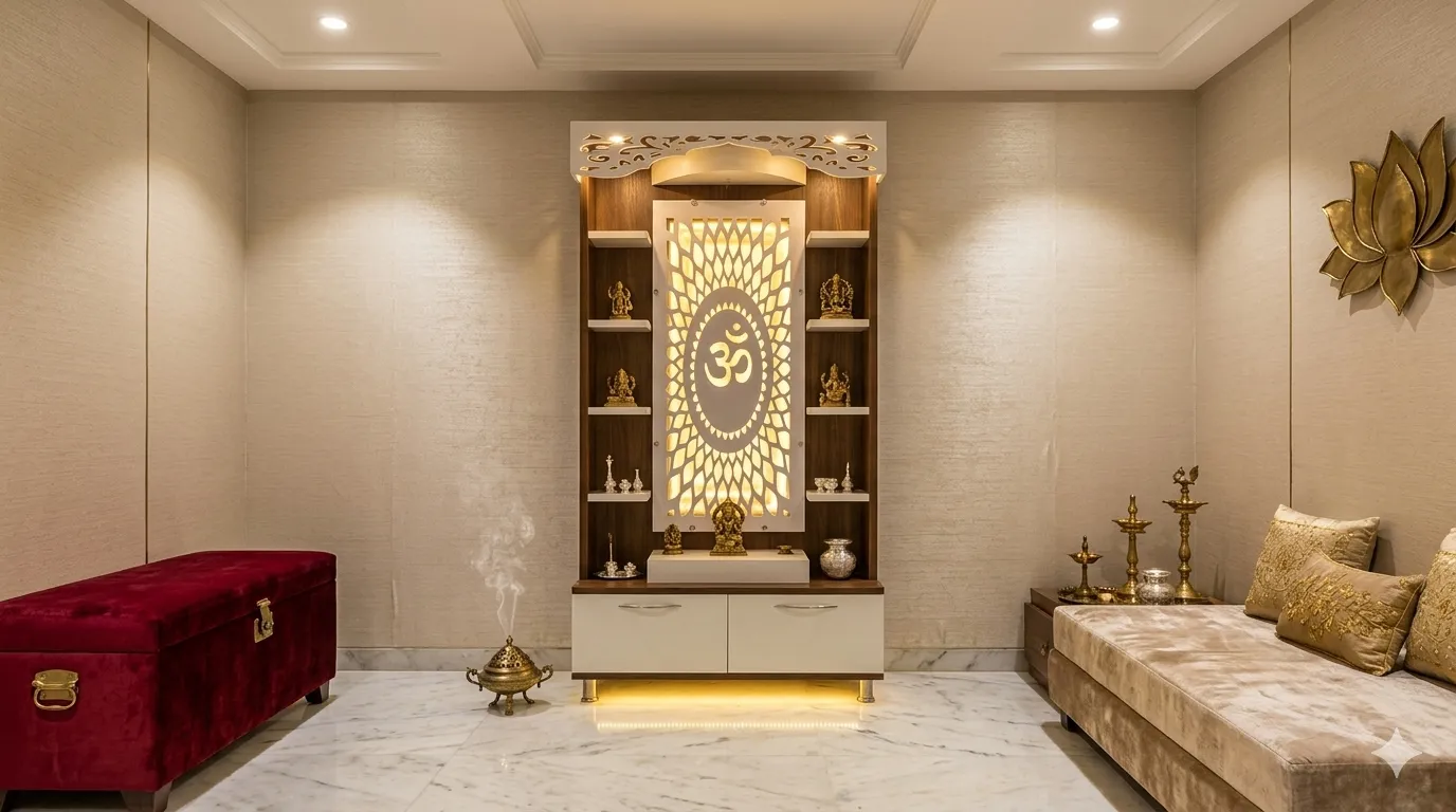 Ornate Narrow Om Panel Ply Singhasan