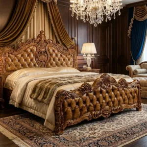 Ornate Spindle Panel Wooden Bed