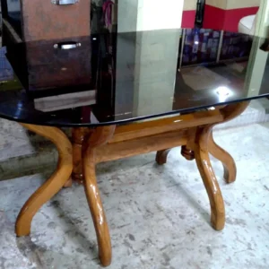 Oval Curved Leg Wooden Dining Table