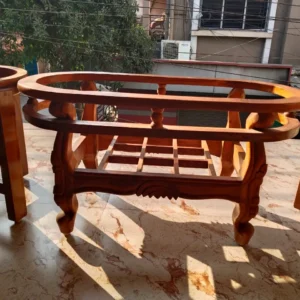 Oval Slatted Base Wooden Centre Table