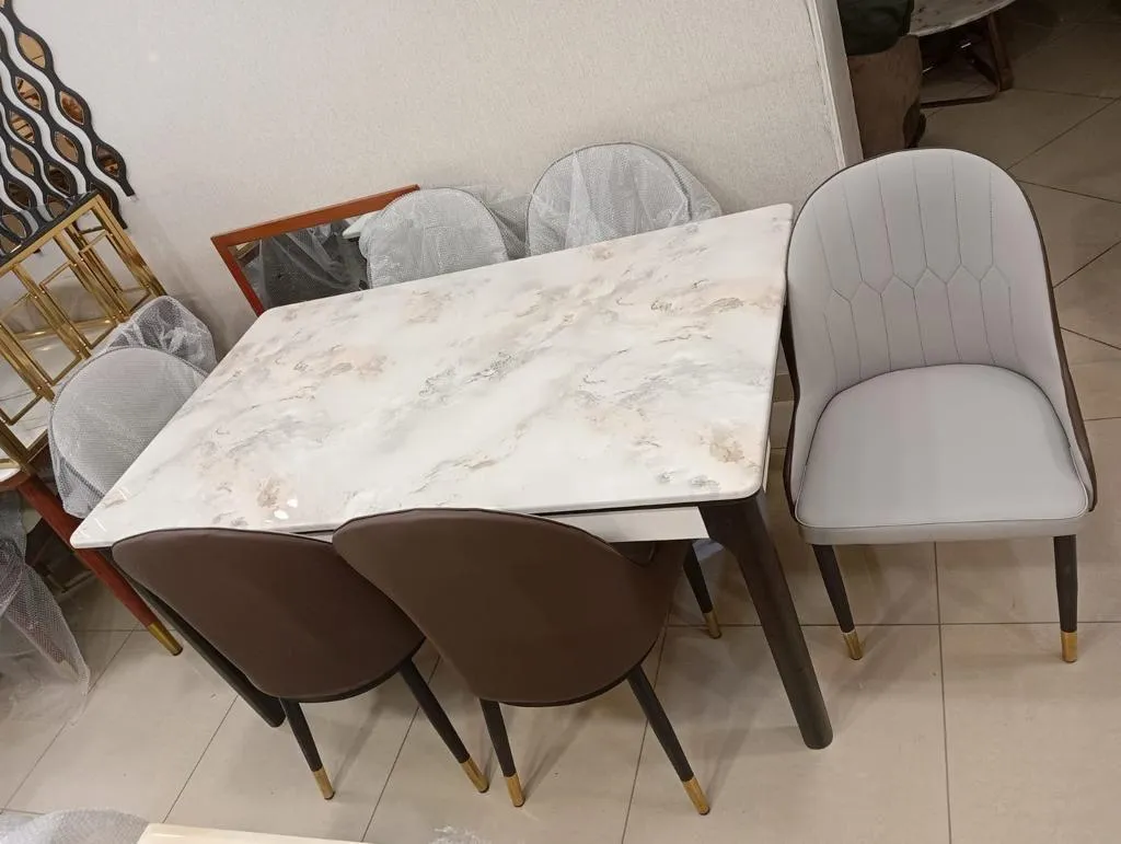 Pale Top Curved Chair Wooden Dining Set - Image 2