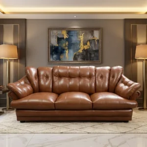 Panel Back Rolled Arm Upholstered Sofa
