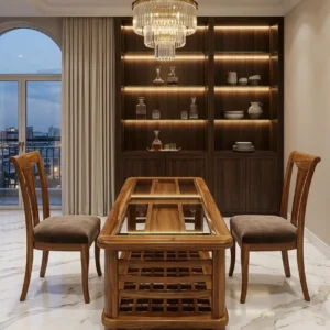 Panel Top High Back Wooden Dining Set