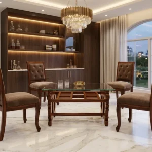 Panel Top Tufted Wooden Dining Set