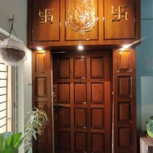 Panelled Devotional Surround Wooden Door Design