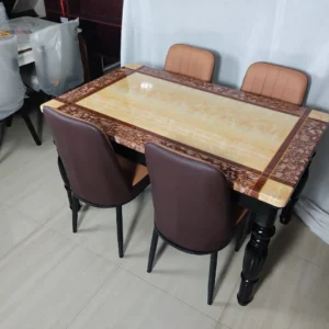 Patterned Top Cushioned Wooden Dining Set