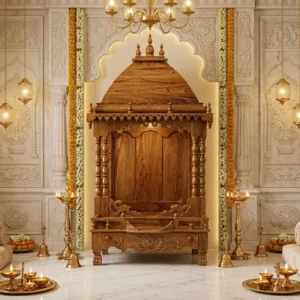 Pointed Temple Crown Wooden Singhasan