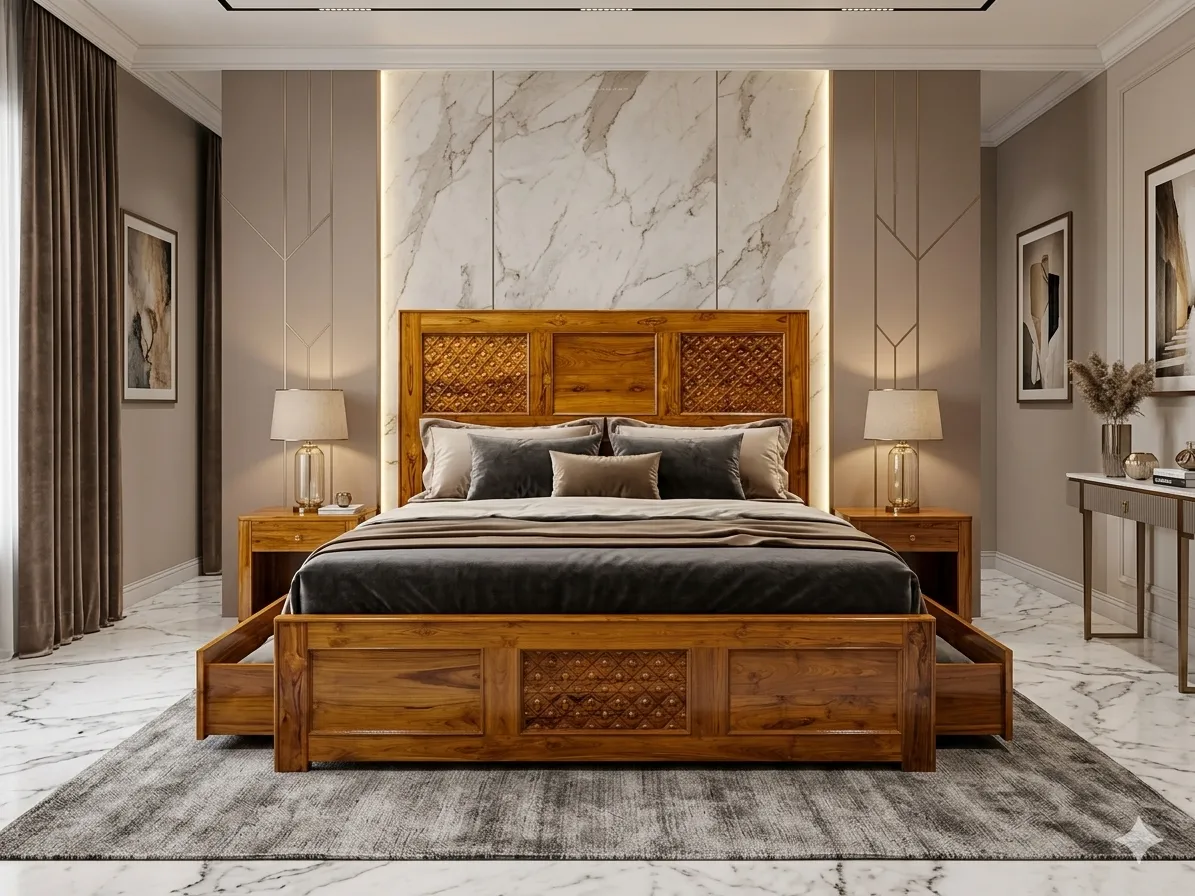 Wooden storage bed