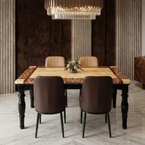 Rectangular Upholstered Wooden Dining Set