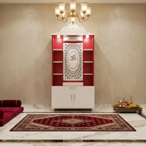 Red Frame Om Panel Ply Singhasan